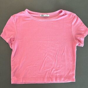 Pink Zara crop shirt